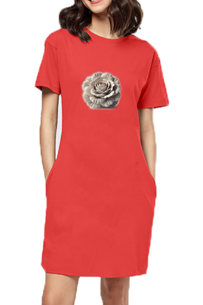 Rose Graphic Tee Dress | 3D Floral