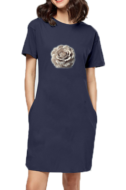 Rose Graphic Tee Dress | 3D Floral